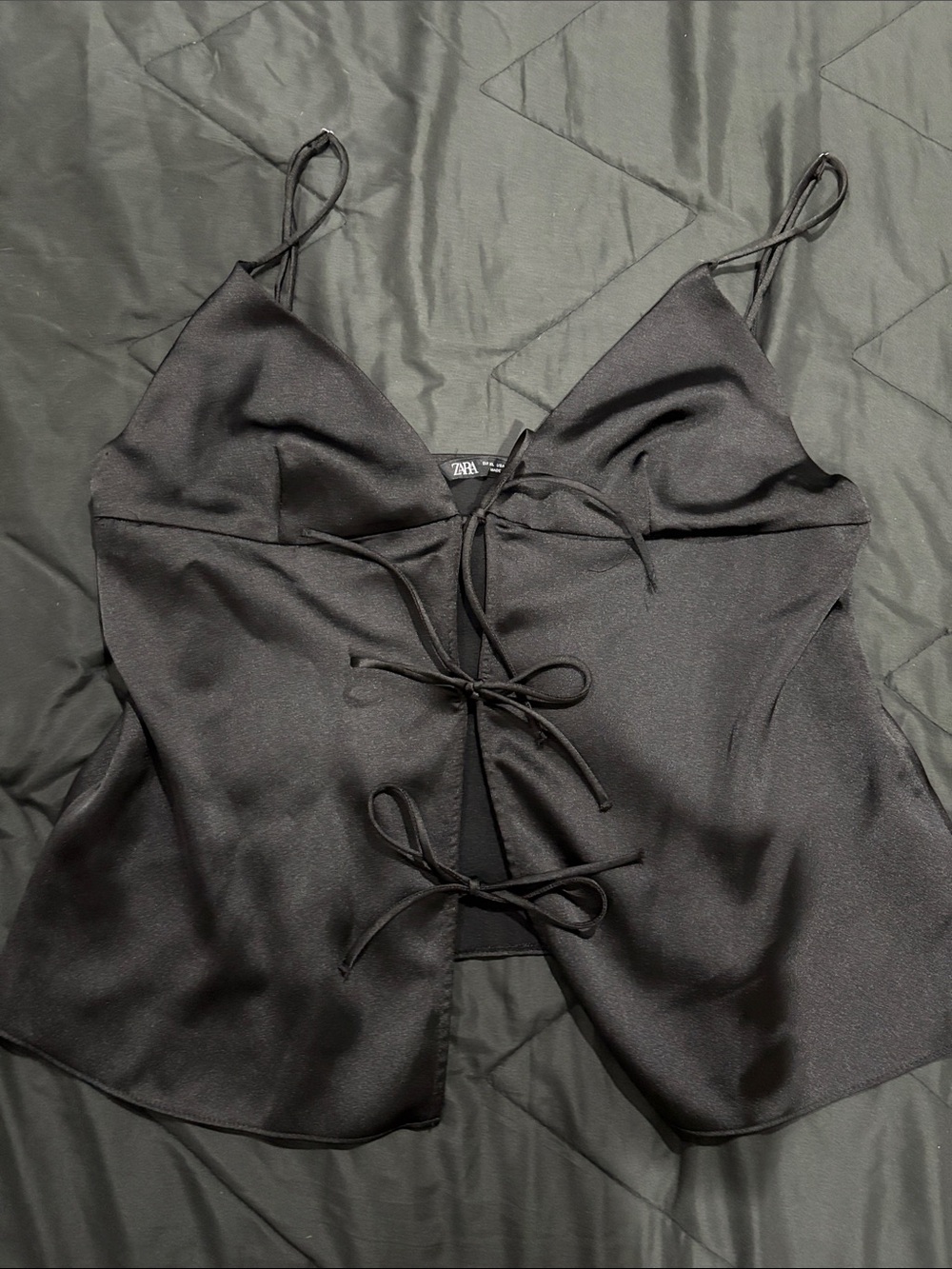 zara tie up tank top